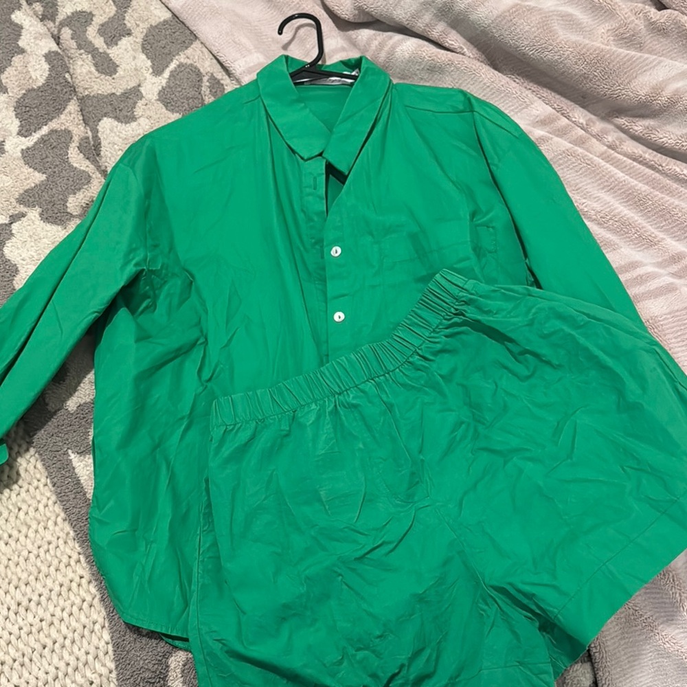 Petal & Pup Green Button Down & Boxer Short Set